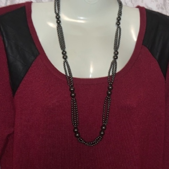 SWEATER DRESS BY ALLISON BRITTANY LONG SLEEVE WINE SIZE LARGE - Picture 2 of 6